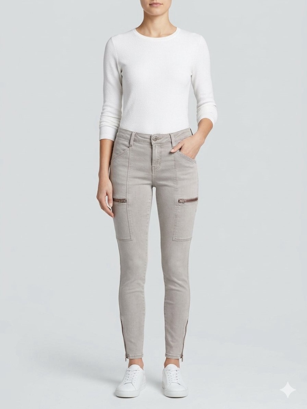 pistola Skinny Cargo Ankle Jeans in Light Gray